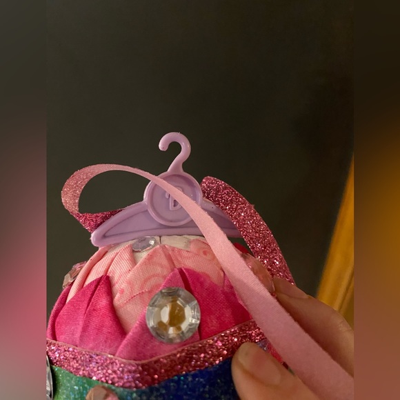 Handcrafted, Barbie inspired ornament with glitter, ribbon, gems, accessories - Picture 11 of 12